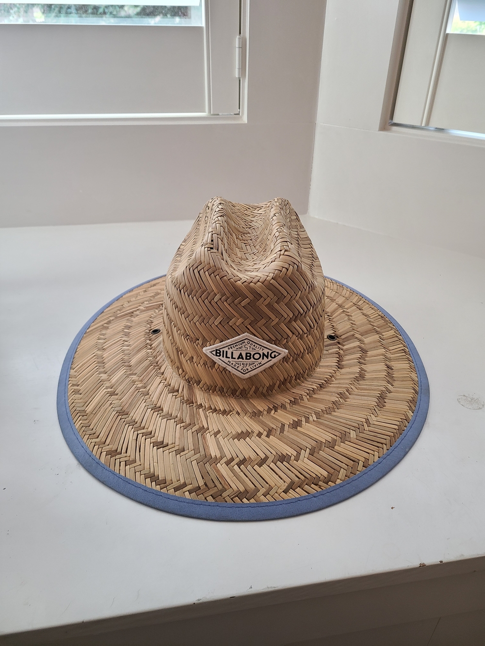 Billabong Natural Straw Hat with Light Blue Trim
